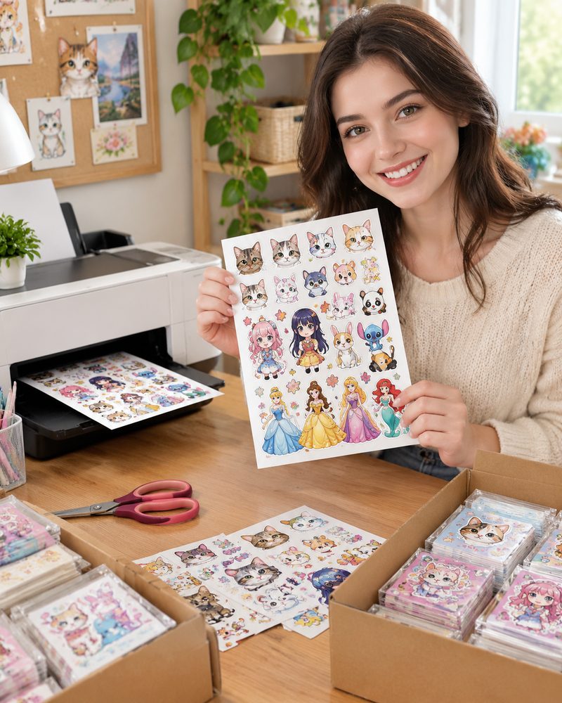 Imprimiendo una hoja de stickers para vender