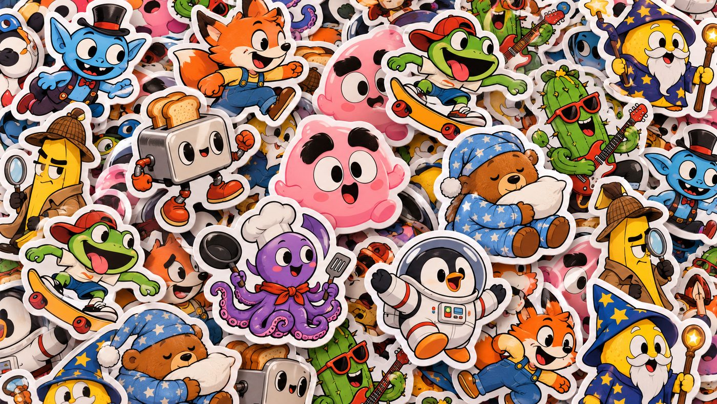Pack 2.500: stickers de dibujos animados listos para imprimir